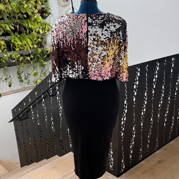 Black Dress with Sequin Cape - Size 12 - Picture 5 of 6